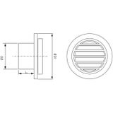 Schoepen ventilatierooster weha rond 12.5 cm rvs