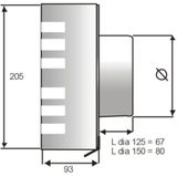 Overdruk ventilatierooster alfa 15 cm mat zwart