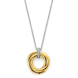 TI SENTO Dames Ketting - 925 zilver - Zirkonia met geel verguld - Maat 42 - 3972ZY