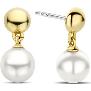 TI SENTO Dames Oorbellen - 925 zilver - Parel met geel verguld - 7913YP