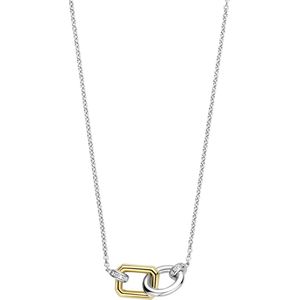 TI SENTO Dames Ketting - 925 zilver - Zirkonia met geel verguld - Maat 42 - 34025ZY
