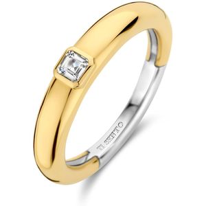 TI SENTO Dames Ring - 925 zilver - Zirkonia met geel verguld - Maat 17.75 mm / maat 56 - 12329ZY