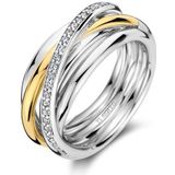 TI SENTO Dames Ring - 925 zilver - Zirkonia met geel verguld - Maat 18.50 mm / maat 58 - 12318ZY