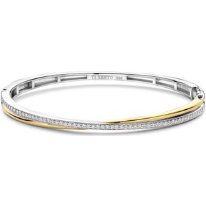TI SENTO Dames Armband - 925 zilver - Zirkonia met geel verguld - Maat M - 23045ZY