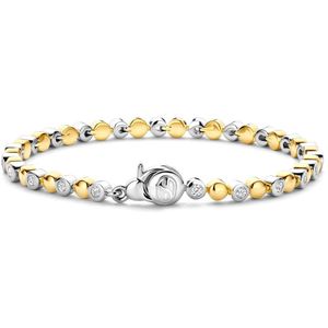 TI SENTO Dames Armband - 925 zilver - Zirkonia met geel verguld - Maat M - 23066ZY