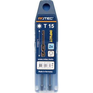 Rotec IMPACT  Bit T15 (Torx) L 50 mm E6.3  2 stuks