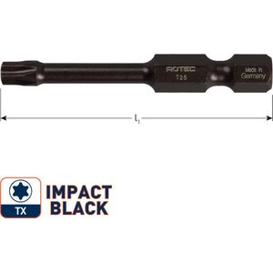 Rotec IMPACT insertbit T 10 L=50mm E 6,3 BASIC - 5 stuks - 8172110