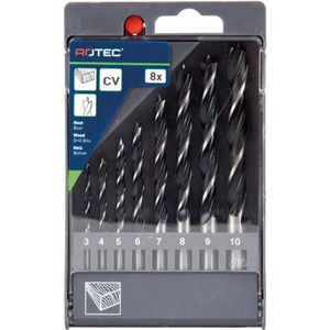 Rotec 8 dlg. Machinale houtborenset 3,0-10,0 mm - 9001051 - 900.1051