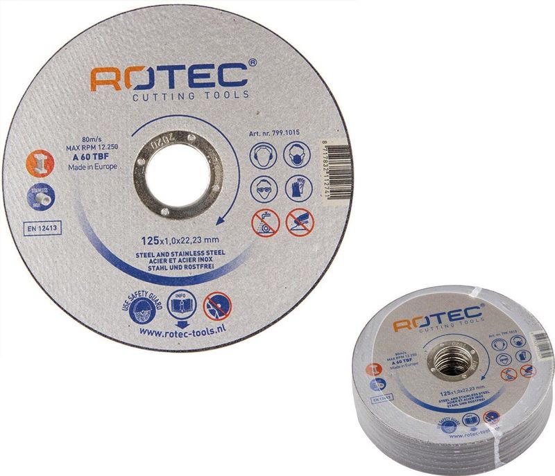 Rotec - Doorslijpschijven - 125 mm - 1,0 mm - 25 stuk(s)