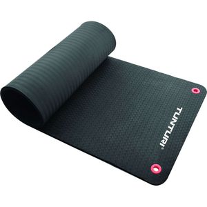 Tunturi Pro Fitnessmat - Yogamat - Gymnastiekmat - Oefenmat - 180x60x1,5 cm - Kleur: zwart - Incl. gratis fitness app