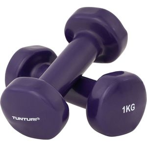 Tunturi Dumbbell set 2 x kg Vinyl Paars Incl. gratis fitness app