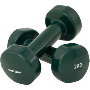 Tunturi Dumbbell set - 2 x 2,0 kg - Vinyl - Groen - incl. gratis fitness app