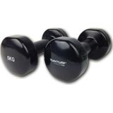 Tunturi Dumbbell set - 2 x 5,0 kg - Vinyl - Zwart - Incl. gratis fitness app