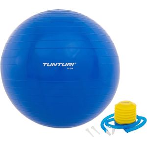 Tunturi Fitness bal - Yoga bal inclusief pomp - Pilates bal - Zwangerschaps bal - 55 cm - Kleur: blauw - Incl. gratis fitness app