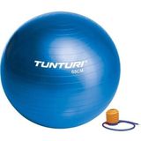 Tunturi Anti Burst Fitness bal met Pomp - Yoga bal 65 cm - Pilates bal - Zwangerschapsbal – 220 kg gebruikersgewicht - Incl Trainingsapp – Blauw