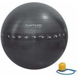 Tunturi Anti Burst Fitness bal met Pomp - Yoga bal 65 cm - Pilates bal - Zwangerschapsbal – 220 kg gebruikersgewicht - Incl Trainingsapp – Zwart