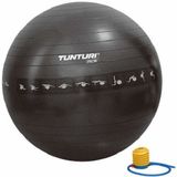 Tunturi Anti Burst Fitness bal met Pomp - Yoga bal 65 cm - Pilates bal - Zwangerschapsbal – 220 kg gebruikersgewicht - Incl Trainingsapp – Zwart