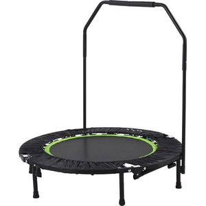 Tunturi Volwassenen opvouwbare fitness trampoline Ø 104 cm met stang en randafdekking/jumping fitness trampoline/rebounder