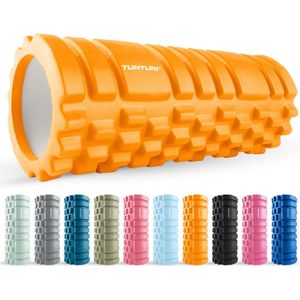 Tunturi Yoga Grid Foam Roller Massage Roller Foamroller Fitness Roller Oranje 33cm Incl. gratis fitness app