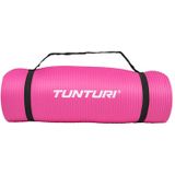 Tunturi NBR Yogamat met Draagtas - Fitnessmat Extra dik & zacht - Sportmat - Anti slip - 180x60x1.5cm - Incl Trainingsapp - Roze