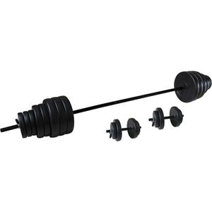 Tunturi - Halterset - 50 kg - Halterstang + Dumbbellstangen + Gewichten