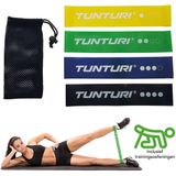 Tunturi 4 Weerstandsbanden Set - Mini Power body band - Weerstandsband - Fitness elastiek - Fitnessband - Trainingsband - Gymnastiekband - Incl. gratis fitness app