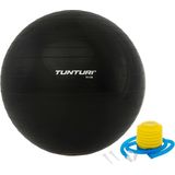 Tunturi Fitness bal - Yoga bal inclusief pomp - Pilates bal - Zwangerschaps bal - 55 cm - Kleur: zwart - Incl. gratis fitness app