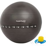 Tunturi Anti Burst Fitness bal met Pomp - Yoga bal 90 cm - Pilates bal - Zwangerschapsbal – 220 kg gebruikersgewicht - Incl Trainingsapp – Zwart