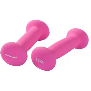 Tunturi Dumbbell set - 2 x 0,5 kg - Neopreen - Fluor Roze - Incl. gratis fitness app