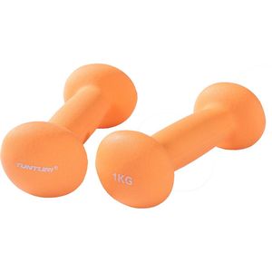 Tunturi Dumbbell set - 2 x 1,0 kg - Neopreen - Fluor Oranje - Incl. gratis fitness app