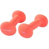 Tunturi Dumbbell set - 2 x 2,0 kg - Neopreen - Fluor Rood - Incl. gratis fitness app