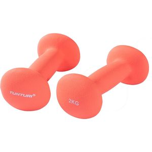 Tunturi Dumbbell set - 2 x 2,0 kg - Neopreen - Fluor Rood - Incl. gratis fitness app