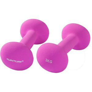 Tunturi Dumbbell set - 2 x 3,0 kg - Neopreen - Fluor Paars