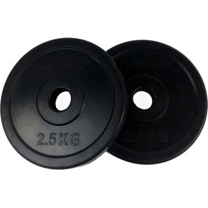 Tunturi Halterschijven - Halter gewichten - 2x 2,50 kg - 30mm - Rubber - Incl. gratis fitness app