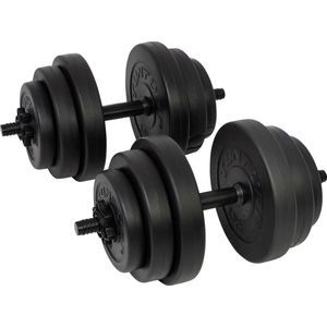 Tunturi Gewichten - Halterset - Dumbbell Set - 2 Stuks - Totaal 28kg - Zwart - Vinyl - incl. gratis fitness app