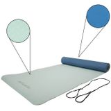 Tunturi TPE Yogamat - Fitnessmat 4mm dik - zwart koord - Blauw - Incl. gratis fitness app