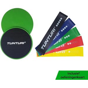 Tunturi Resistance Band Set - Weerstandsbanden - Fitness elastiek - Met Core Sliders - Combi Set