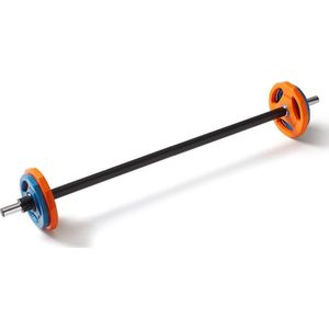 NXT Level 5. Barbell-set Basic Fit Barbell-set, barbell met 4 gewichten, inclusief halterklemmen, 2 x 2,5 kg en 2 x 1,25 kg, zwart/oranje, 68 x 22 x 8 cm