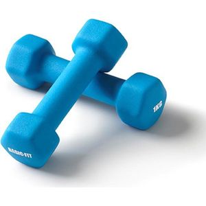 Basic-Fit® Dumbbells - Dumbells Set - 2 x 1 kg - Rubber - Blauw