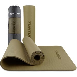 Tunturi Yoga Mat 8mm - Pilates mat - Extra dikke fitness mat - 183x61x0,8 cm - Incl Draagtas - Ecologisch materiaal - Eenvoudig te reinigen - Groen