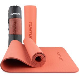 Tunturi Yoga Mat 8mm - Pilates mat - Extra dikke fitness mat - 183x61x0,8 cm - Incl Draagtas - Ecologisch materiaal - Eenvoudig te reinigen - Rosé Goud