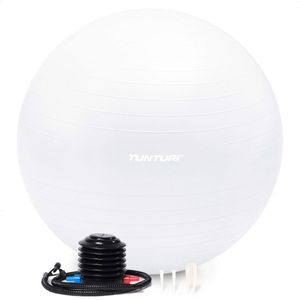 Tunturi - Anti Burst - Fitnessbal - Wit - 65 cm - Incl Trainingsapp - 220 kg gebruikersgewicht