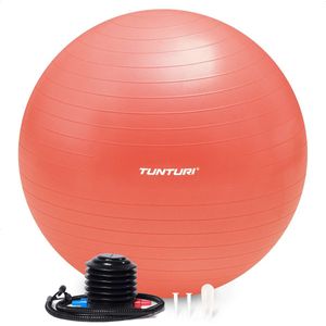 Tunturi Anti Burst Fitness bal met Pomp - Yoga bal 75 cm - Pilates bal - Zwangerschapsbal – 220 kg gebruikersgewicht - Incl Trainingsapp – Rose Goud