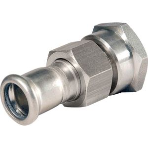 Bonfix Press - RVS 316 - perskoppeling - 3-delige koppeling (RVS wartel -) - 1/2"" x 15 mm - met vlakke dichting - konische  - bi.dr. x Press - KIWA - DVGW - WRAS keur