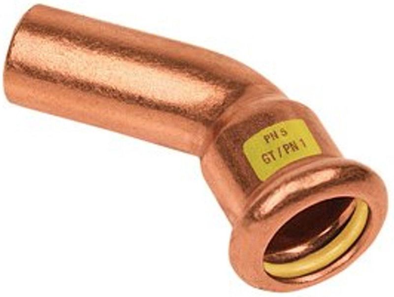 Bonfix Pressfitting roodkoper GAS Insteekbocht 45� �35 x 35 - insteek x press - (m-profiel)