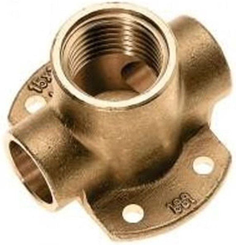 Bonfix - Muurplaat Dubbel - Messing - 12 x 3/8 x 12 - Capillair x Binnendraad