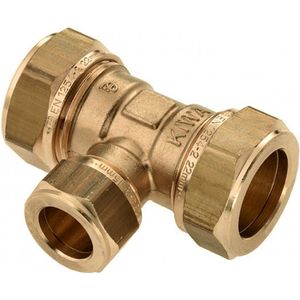 Messing - T-Koppeling Verlopend - 3 x Knel - Vernikkeld
