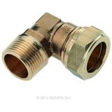 Bonfix knelkoppeling - knie - buitendraad - 3/8 x 15mm - Messing