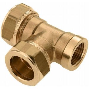 T-koppeling - Messing - Knel x Knel x Binnendraad