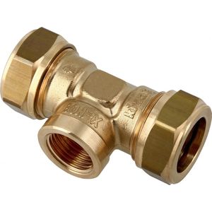 Bonfix messing knel T stuk verlopend binnendraad 22x x22mm kiwa